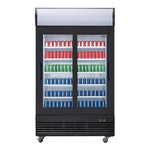 Polar G-Series Upright Sliding Door Display Cooler with Light Box 950Ltr Black - GM814