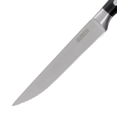 Olympia Premium Riveted Steak Knives with Black ABS Handles (6 Pack) - GR919