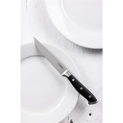 Olympia Premium Riveted Steak Knives with Black ABS Handles (6 Pack) - GR919