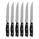 Olympia Premium Riveted Steak Knives with Black ABS Handles (6 Pack) - GR919