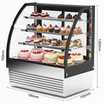 Curved Glass Cake Display Showcase 1800mm 3 Shelves Black & Stainless Steel - HL1800S3
