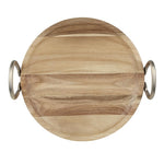 Olympia Round Dish Acacia Wood Metal Handles 345x305x80mm - HX388