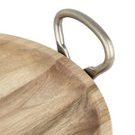 Olympia Round Dish Acacia Wood Metal Handles 345x305x80mm - HX388