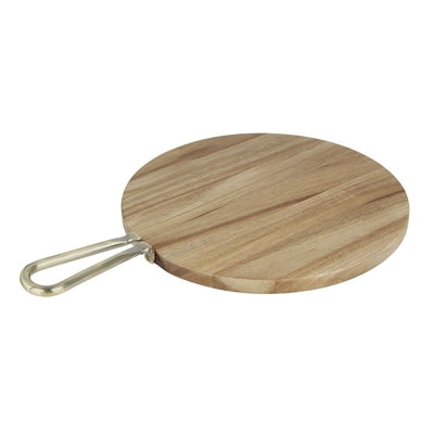 Olympia Round Paddle Board Acacia Wood Metal Handle 505x356mm - HX390
