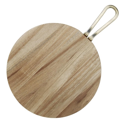 Olympia Round Paddle Board Acacia Wood Metal Handle 505x356mm - HX390