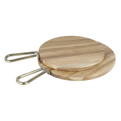 Olympia Round Paddle Board Acacia Wood Metal Handle 505x356mm - HX390