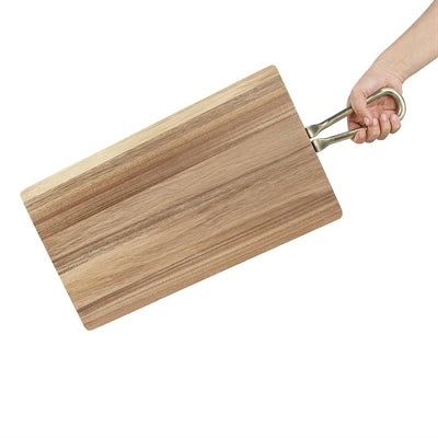 Olympia Rectangular Paddle Board Acacia Wood Metal Handles 615x260x20mm - HX392