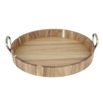 Olympia Round Tray Acacia Wood with Metal Handles 440x405x100mm - HX393