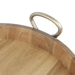 Olympia Round Tray Acacia Wood with Metal Handles 440x405x100mm - HX393