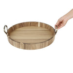Olympia Round Tray Acacia Wood with Metal Handles 440x405x100mm - HX393