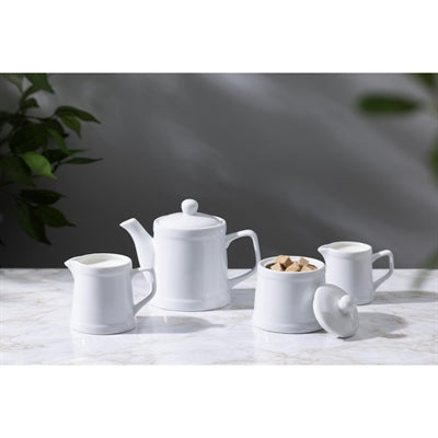 Olympia Whiteware Pier Sugar Bowls with Lids 250ml (6 Pack) - HY547
