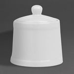 Olympia Whiteware Pier Sugar Bowls with Lids 250ml (6 Pack) - HY547