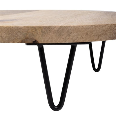 Olympia Round Handled Display Stand Mango Wood with Metal Legs 400x300x80mm - HY754
