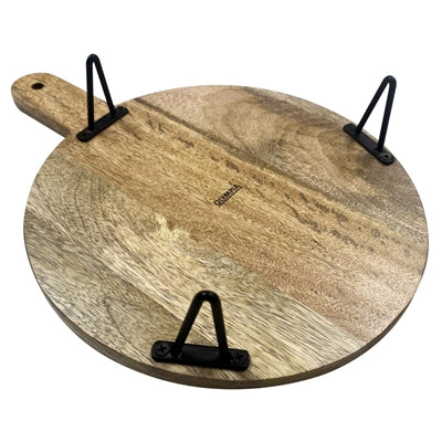 Olympia Round Handled Display Stand Mango Wood with Metal Legs 400x300x80mm - HY754