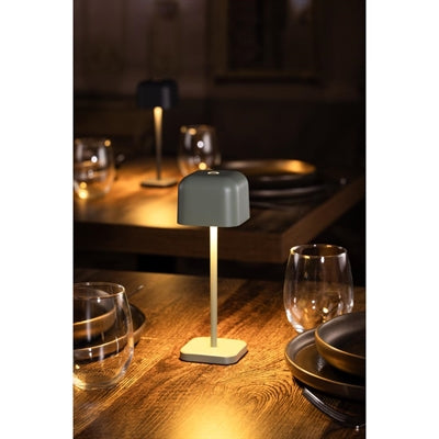 Olympia Lucca Table Lamp Squared Dome Sage 200mm - HZ206
