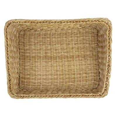 Olympia Polywicker Rectangular Display Basket Light Brown 525x385mm - JA356