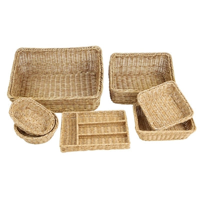 Olympia Polywicker Rectangular Display Basket Light Brown 525x385mm - JA356