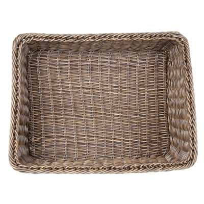 Olympia Polywicker Rectangular Display Basket Dark Brown 525x385mm - JA363