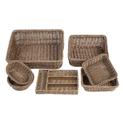 Olympia Polywicker Rectangular Display Basket Dark Brown 525x385mm - JA363