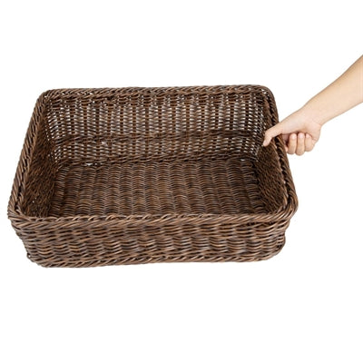 Olympia Polywicker Rectangular Display Basket Dark Brown 525x385mm - JA363