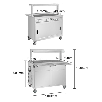 Buffalo Mobile Servery with Solid Heated Top 3x 1/1 GN - JB186