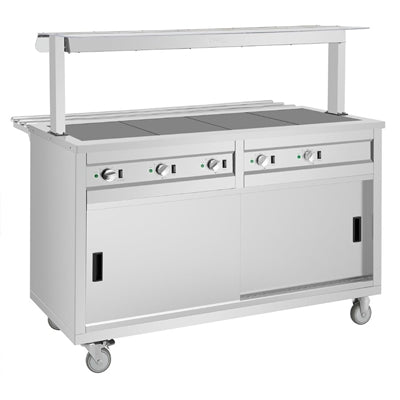 Buffalo Mobile Servery with Solid Heated Top 4x 1/1 GN - JB187