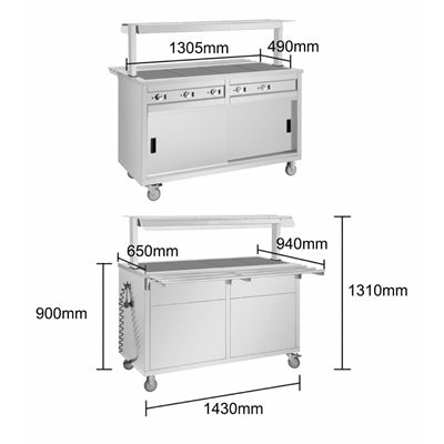 Buffalo Mobile Servery with Solid Heated Top 4x 1/1 GN - JB187