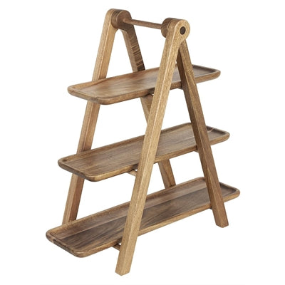 Olympia Acacia Wood 3-Tier Serving Trays with Display Stand - JB989