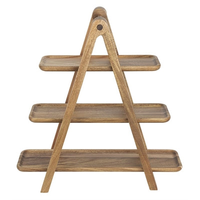 Olympia Acacia Wood 3-Tier Serving Trays with Display Stand - JB989