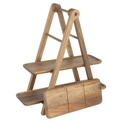 Olympia Acacia Wood 3-Tier Serving Trays with Display Stand - JB989