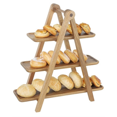 Olympia Acacia Wood 3-Tier Serving Trays with Display Stand - JB989