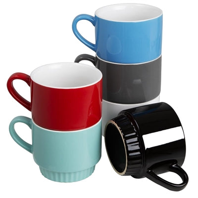 Olympia Café Stacking Mugs White 340ml (6 Pack) - JF994