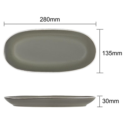 Olympia Chia Oval Plates Charcoal 280x135mm (6 Pack) - JK492