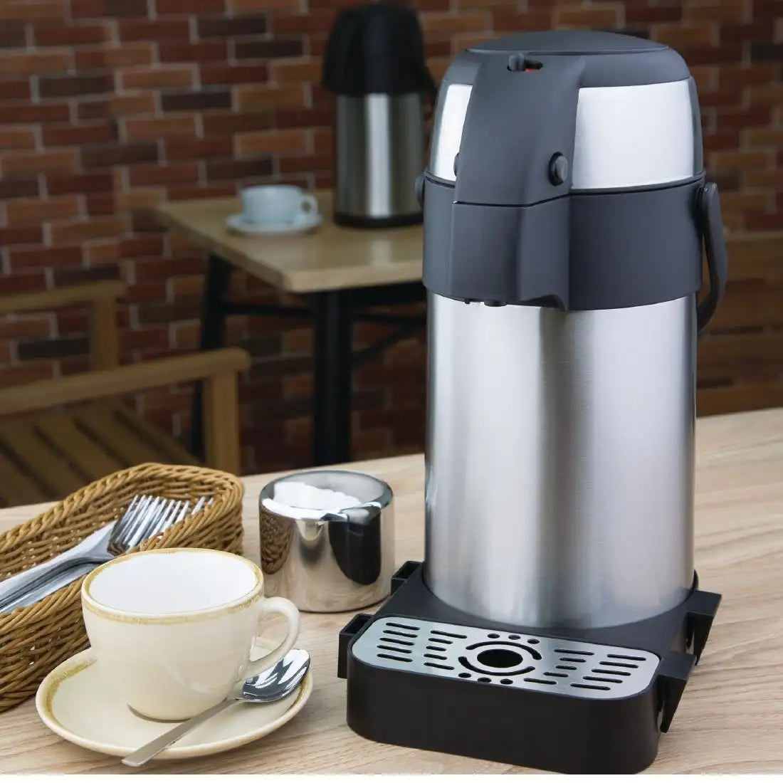 Olympia Pump Action Airpot 2.5Ltr | Vacuum Insulated Hot Drinks Dispenser K635