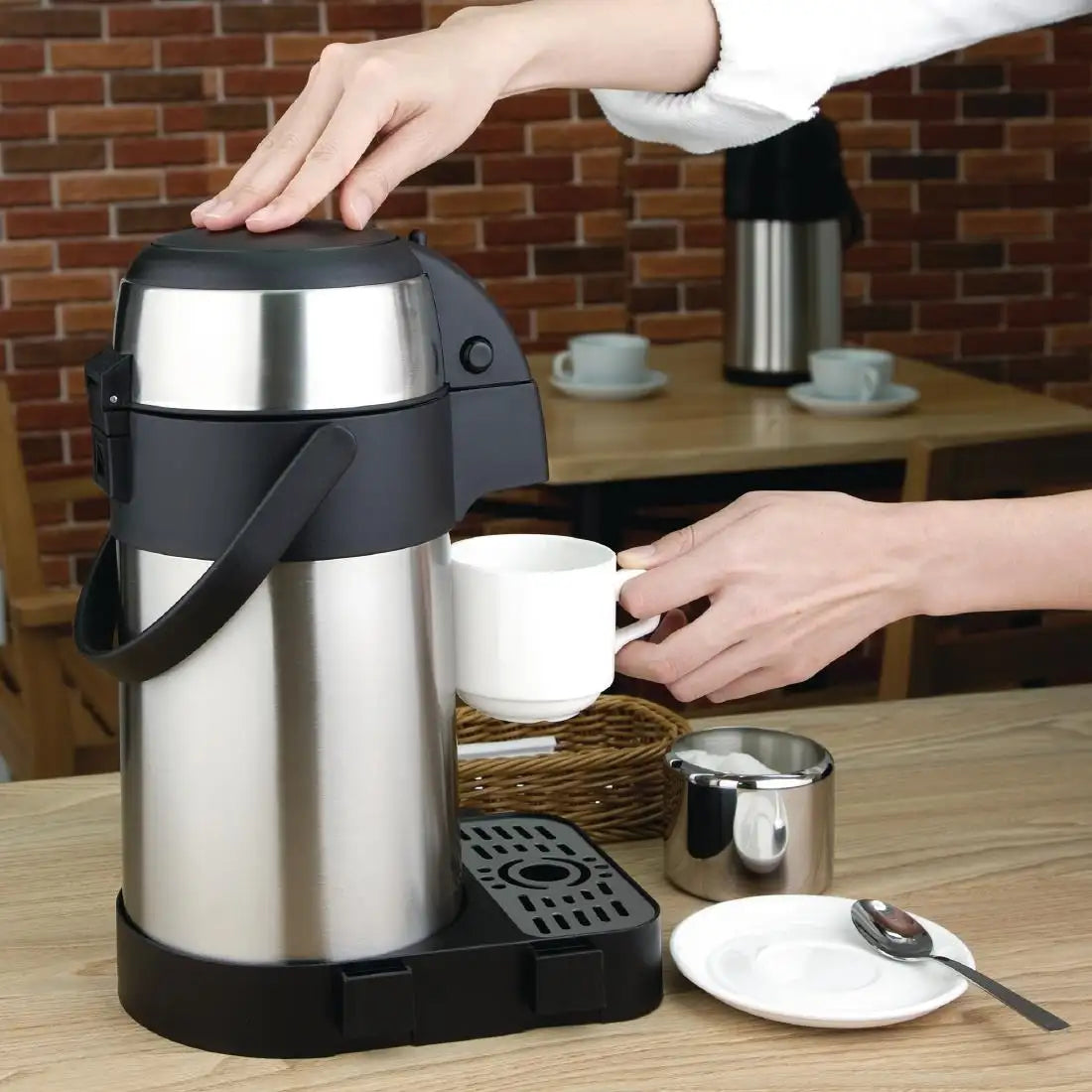 Olympia Pump Action Airpot 2.5Ltr | Vacuum Insulated Hot Drinks Dispenser K635