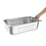 Vogue Stainless Steel Perforated 1/1 Gastronorm Tray 150mm - K842