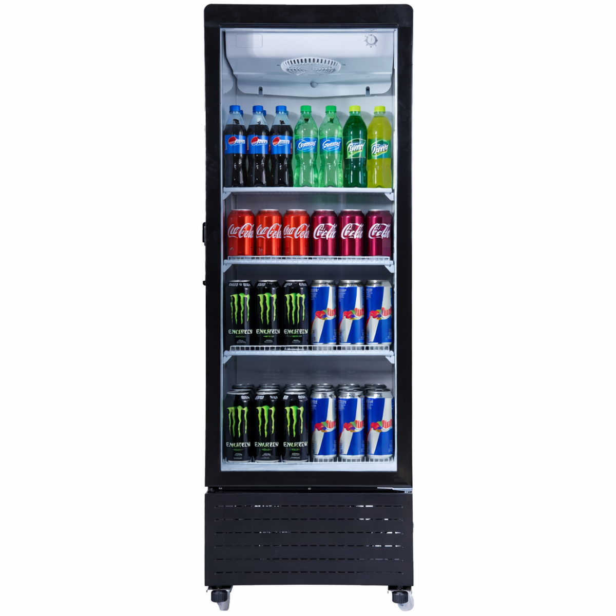 Commercial Upright Display Refrigerator 140 Litres Single Glass Door 3 Shelves Ventilated Cooling 500x580x1483mm - KOBE302