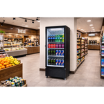 Commercial Upright Display Refrigerator 140 Litres Single Glass Door 3 Shelves Ventilated Cooling 500x580x1483mm - KOBE302