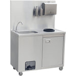 Mobile Stainless Steel Hygiene Station with Pedal Faucet & Waste Bin 1000x500x1350mm - YLSYT105