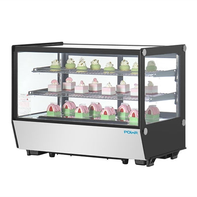 Polar G-Series Countertop Display Fridge Black Square Glass 160Ltr - PG004