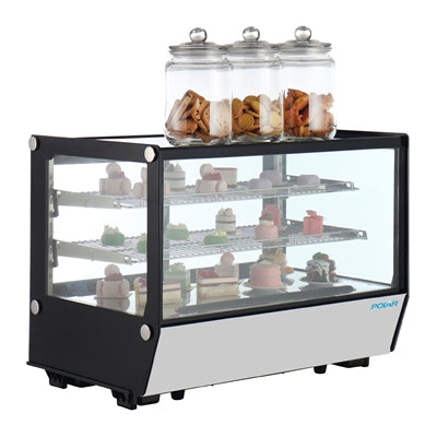 Polar G-Series Countertop Display Fridge Black Square Glass 160Ltr - PG004