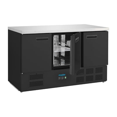 Polar G-Series Triple Door Counter Fridge Black 368Ltr - PG023