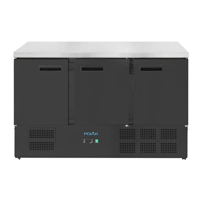 Polar G-Series Triple Door Counter Fridge Black 368Ltr - PG023