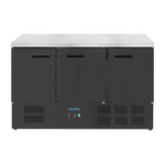 Polar G-Series Triple Door Counter Fridge Black 368Ltr - PG023