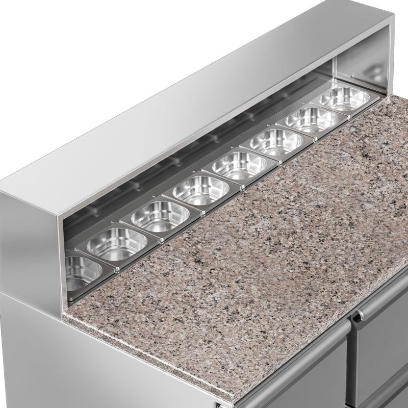 Stalwart DA-PZ33 Pizza Prep Fridge 3 Doors | 8 x GN1/6 Saladette Counter 700mm