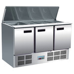 Polar G607 3 Door Refrigerated Saladette Counter 368Ltr | Commercial Prep Fridge