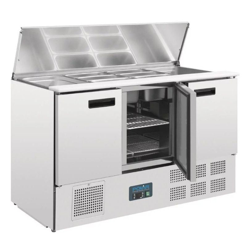 Polar G607 3 Door Refrigerated Saladette Counter 368Ltr | Commercial Prep Fridge