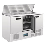Polar G607 3 Door Refrigerated Saladette Counter 368Ltr | Commercial Prep Fridge