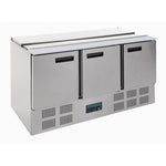 Polar G607 3 Door Refrigerated Saladette Counter 368Ltr | Commercial Prep Fridge