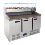 Polar CN267 Refrigerated Pizza and Salad Prep Counter 368Ltr | Marble Top 3 Door